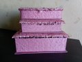 Луксозни кутии за бижута, сатен и пайети, в розово, поотделно, снимка 2