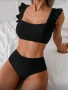 Нов дамски черен бански комплект Горнище и долнище М размер , снимка 2