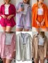 Дамски едноцветни комплекти от две части с яка с ревер и къси панталони, 6цвята , снимка 1 - Комплекти - 39911062