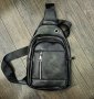 мъжка чанта кожена за през гърди 2 отделения с цип, снимка 2