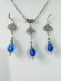 Разкошен комплект бижута в кралско синьо и филигранни орнаменти в цвят Сребро , снимка 4
