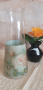  Стъклена ваза винтидж стил, ръчно декорирана с декупаж, снимка 2