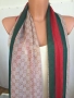 Нов Дамски Шал Gucci Прозрачен Лого Гучи Бежов Червен Зелен, снимка 6
