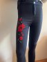 Дамски черни дънки - панталон с бродерия цветя !, снимка 2