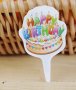 25 бр Happy Birthday шарен надпис торта табелка картон топери за кексчета мъфини рожден ден украса, снимка 1 - Други - 29941562