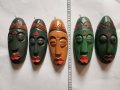 Африкански маски 5 броя, снимка 1 - Антикварни и старинни предмети - 30949352