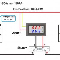 Цифров волтметров амперметър DC 0 ~ 100V 100A + шунт, снимка 4 - Друга електроника - 29179378