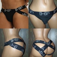 Jockstrap - S,M-Мъжко бельо в черно със сребристи надписи , снимка 3 - Бельо - 42603659