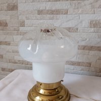 Стара месингова нощна лампа с духано стъкло - Антика - №45, снимка 7 - Антикварни и старинни предмети - 42114383