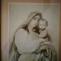 стара картина дева мария с младенеца, снимка 2 - Картини - 42192580
