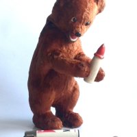 Bear Wind Up Toy Руско механично плюшено мече от 60-те години с бутилка Кафява мечка Работен ключ Иг, снимка 6 - Колекции - 42484552