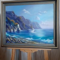 Морски пейзаж  - маслена живопис, платно с подрамка , снимка 4 - Картини - 33008361