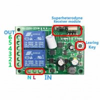 Реле с дистанционно управление 220V модул 2 безжични релета контрол 433mhz радиокоманда, снимка 4 - Друга електроника - 35264112