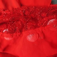 M/L ефирна червена шифонена нощничка с рози, снимка 12 - Бельо - 42240734