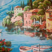 Уникална много красива картина,Живопис Италия., снимка 2 - Картини - 44422487