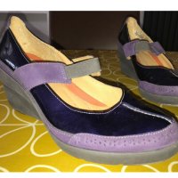 Clarks дамски - кожа, лачени, лилави - №40, снимка 1 - Дамски елегантни обувки - 29390061