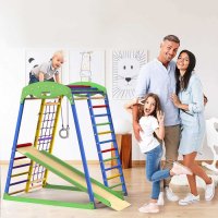 Нова шведска стена за деца от 1 година буково дърво, пързалка