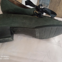тъмнозелени велурени обувки, снимка 4 - Дамски елегантни обувки - 44589128