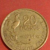 Две монети 10 франка 1951г. / 20 франка 1951г. Франция редки за КОЛЕКЦИОНЕРИ 34832, снимка 6 - Нумизматика и бонистика - 44322758