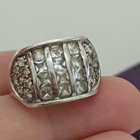 Красив сребърен маркиран пръстен обсипан с камъни #ДК ПРОДАДЕН, снимка 1 - Пръстени - 44321276