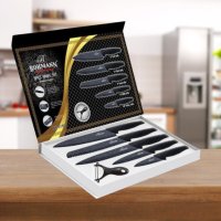 Комплект ножове в кутия Bohmann BH 5150, 6 части, Мраморно покритие, Белачка, Черен, снимка 4 - Прибори за хранене, готвене и сервиране - 44302809