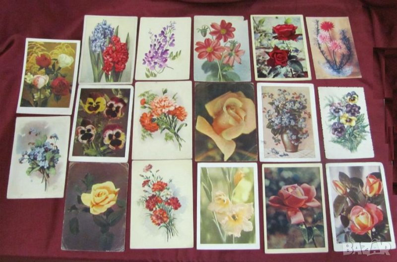 Пощенски Картички с Цветя, снимка 1