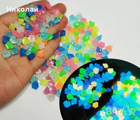 Светещи камъни 100 бр , соларни камънчета , флуоресцентни  камъни , декорация за детска стая , бебе, снимка 1