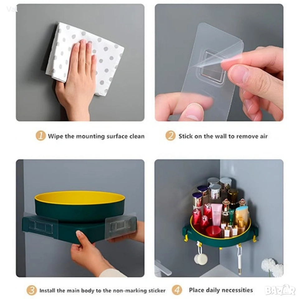 Въртяща се ъглова поставка за баня или кухня, снимка 1