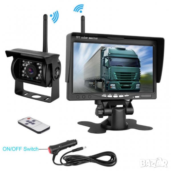 Безжична система за паркиране с монитор, безжична камера за заден ход, парктроник, за бус, за тир, снимка 1