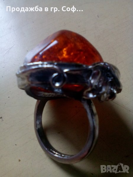 Масивен пръстен с кехлибар, снимка 1
