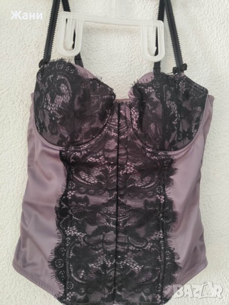 H&M лилаво бюстие кюрсет с черна дантела, снимка 1