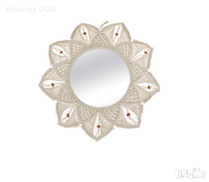 Макраме, кръгло огледало, с керамични мъниста, 58 см, снимка 1