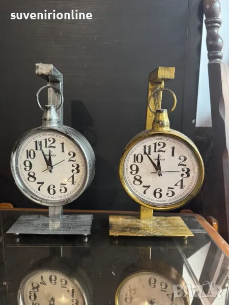 настолен метален часовник на батерия, снимка 1