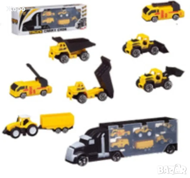 Камион автовоз с 6 строителни машини КН2773, снимка 1