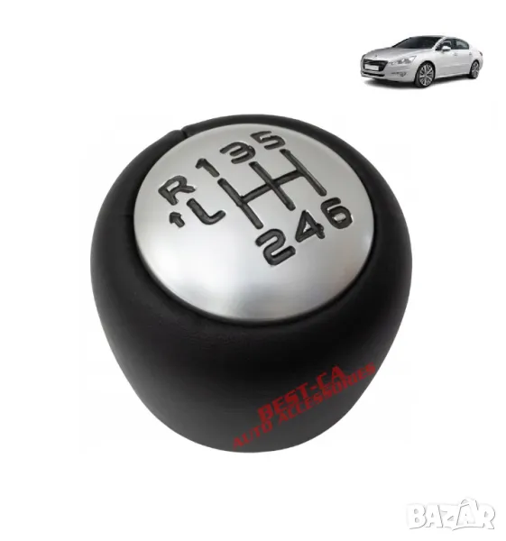 Кожена топка скоростен лост за Peugeot 508 Mk1 (W23) Citroen C4 Picasso II 6 скорости, снимка 1