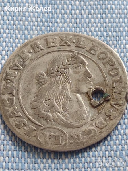 Сребърна монета 6 кройцера 1671г. Леополд първи Кремниц Унгария 13774, снимка 1