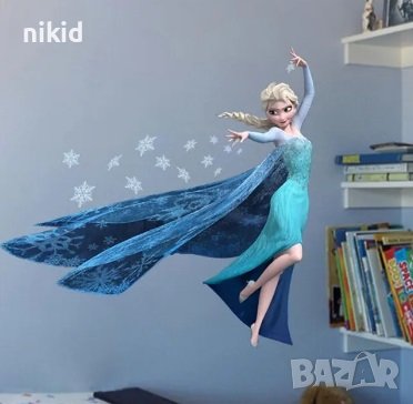 Елза и снежинки ледено замръзналото кралство Frozen стикер лепенка за стена самозалепващ, снимка 1