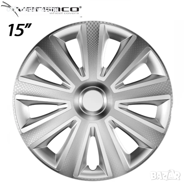 4 Броя Сиви Тасове за джанти 15'' Карбон Versaco Carbon Aviator 15 инч, снимка 1