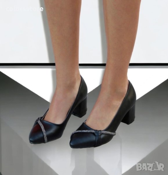 Обувки на ток - черна кожа - QL55 (Големи номера), снимка 1