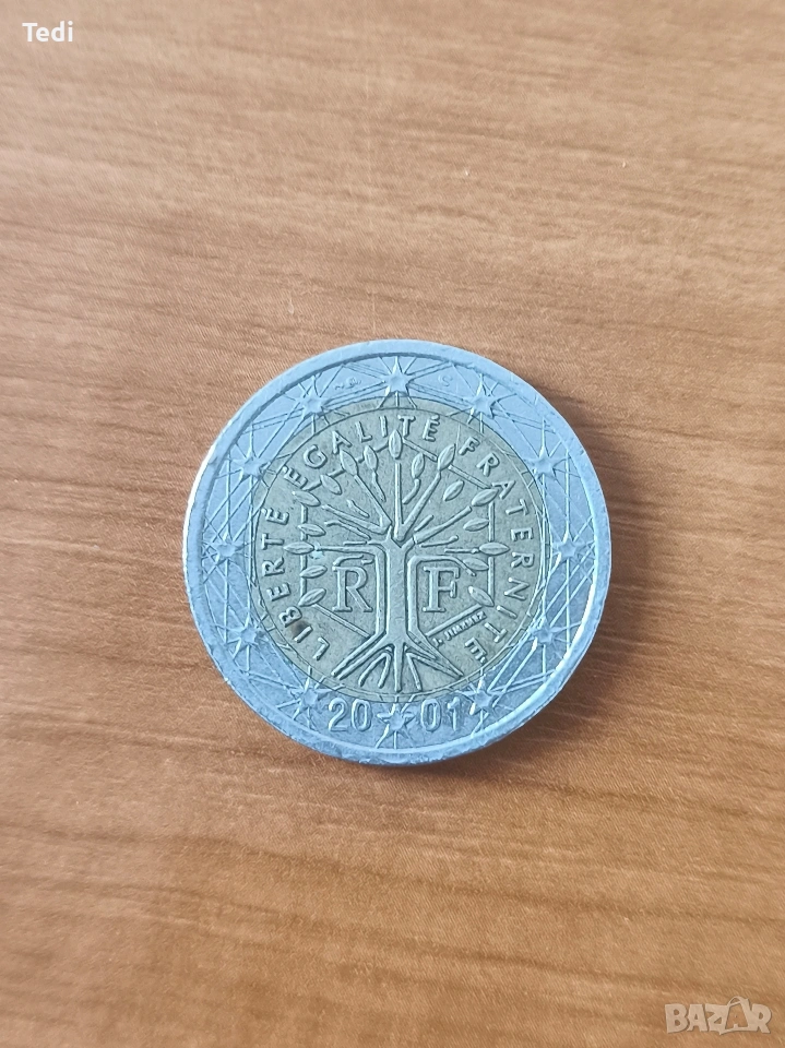 Рядка Френска Монета от 2 евро, Дървото на живота, 2001 година, снимка 1