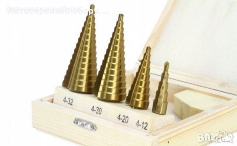 HSS КОМПЛЕКТ ЗА СТЪПКА 4-32мм 4бр Комплектът се състои от 4 свредла:, снимка 1