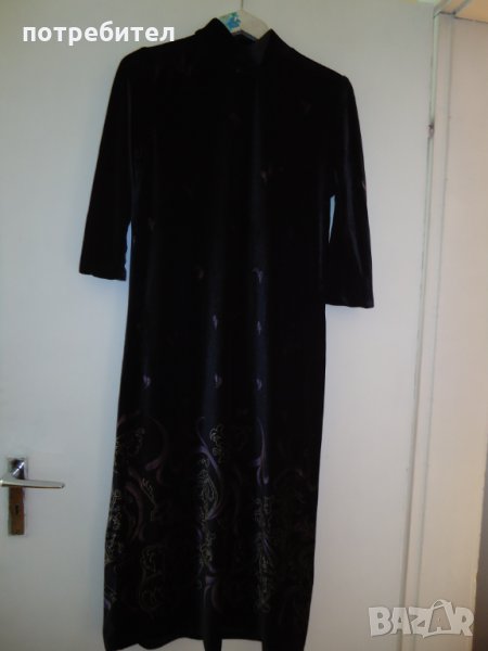 рокля черен плюш, снимка 1