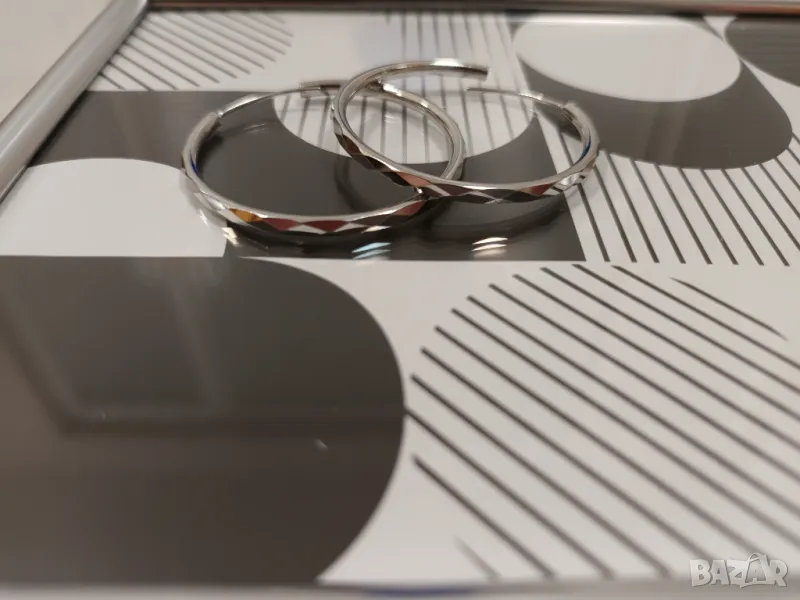 Сребърни обеци, кръгли обеци 4см, снимка 1