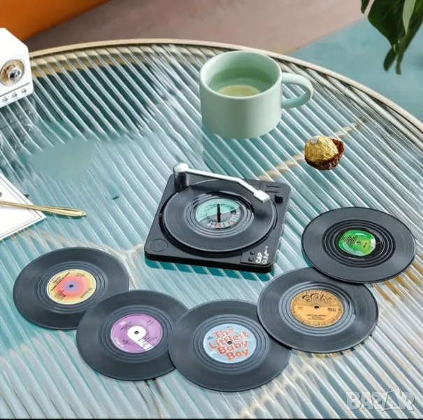 Подложки за чаши грамофонни плочи с грамофона , снимка 1