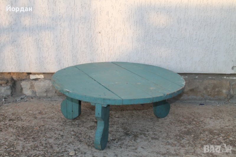 Дървена синя маса за битов кът, снимка 1