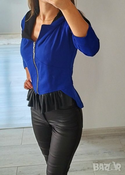 Синьо дамско сако , снимка 1