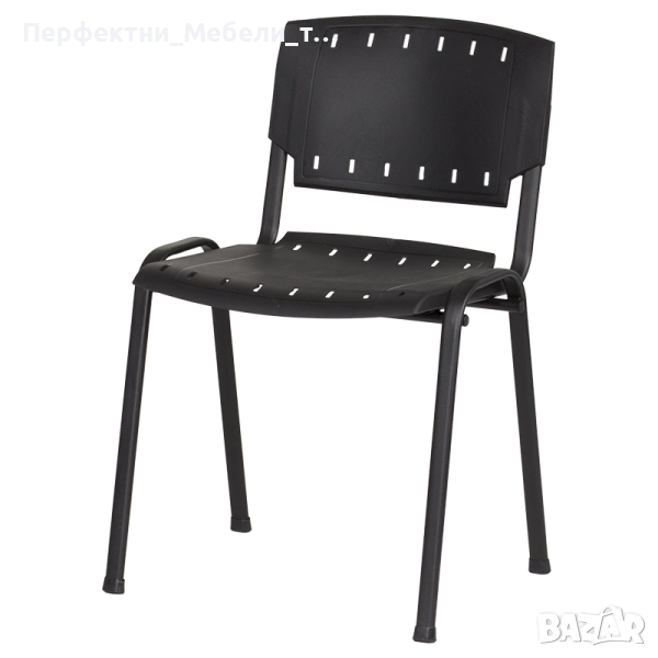 Посетителски стол с пластмасова седалка и облегалка за столова,конферентна зала,училище,занималня, снимка 1