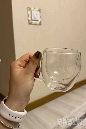 Стъклена чаша за кафе с двойно дъно 200ml, снимка 1
