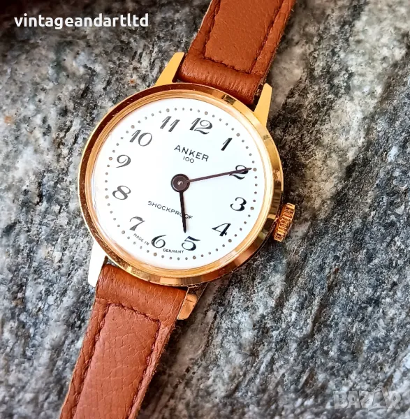 Позлатен часовник Anker 100, AU, работи, снимка 1