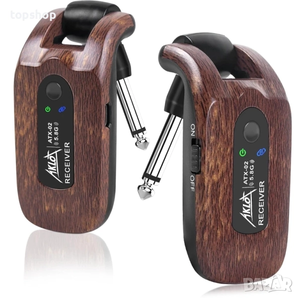 Нов AKLOT Безжичен предавател на китара приемник набор 5.8G Hz Вградена акумулаторна литиева батерия, снимка 1
